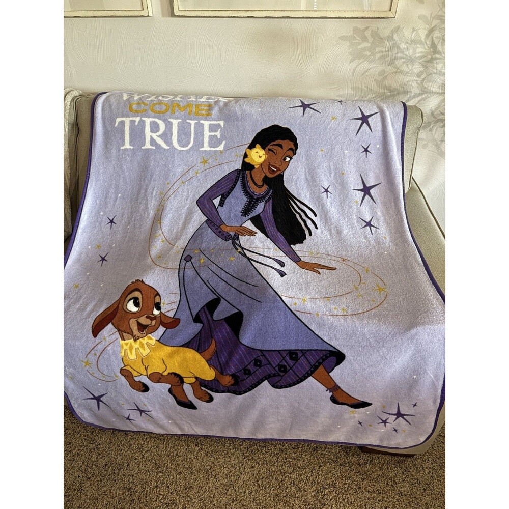Disney Wish Throw Blanket Asha Valentino Dreams Come True Purple Fleece Throw